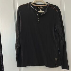 Six Lincoln Black Long Sleeve Henley Shirt